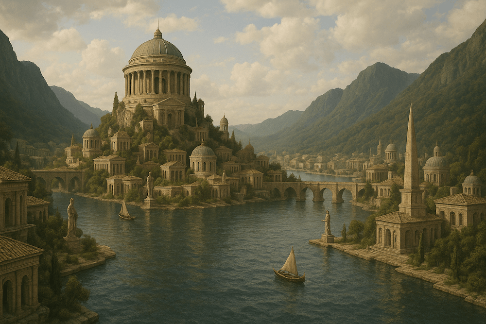 Artistic representation of Atlantis as described by Plato