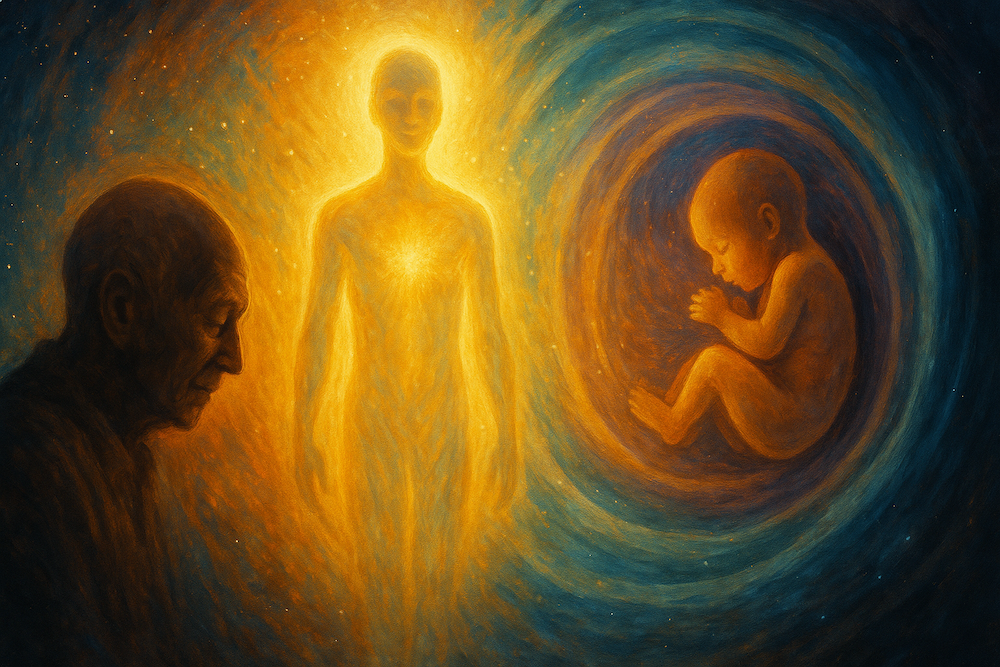 Cycle of birth, death and rebirth with consciousness transfer