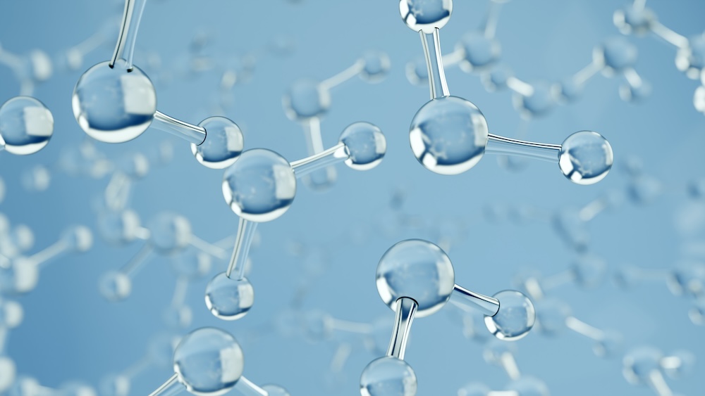 Molecular structure visualization showing water molecules