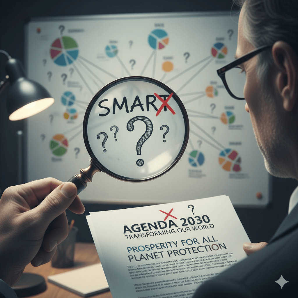 SMART goals analysis with magnifying glass