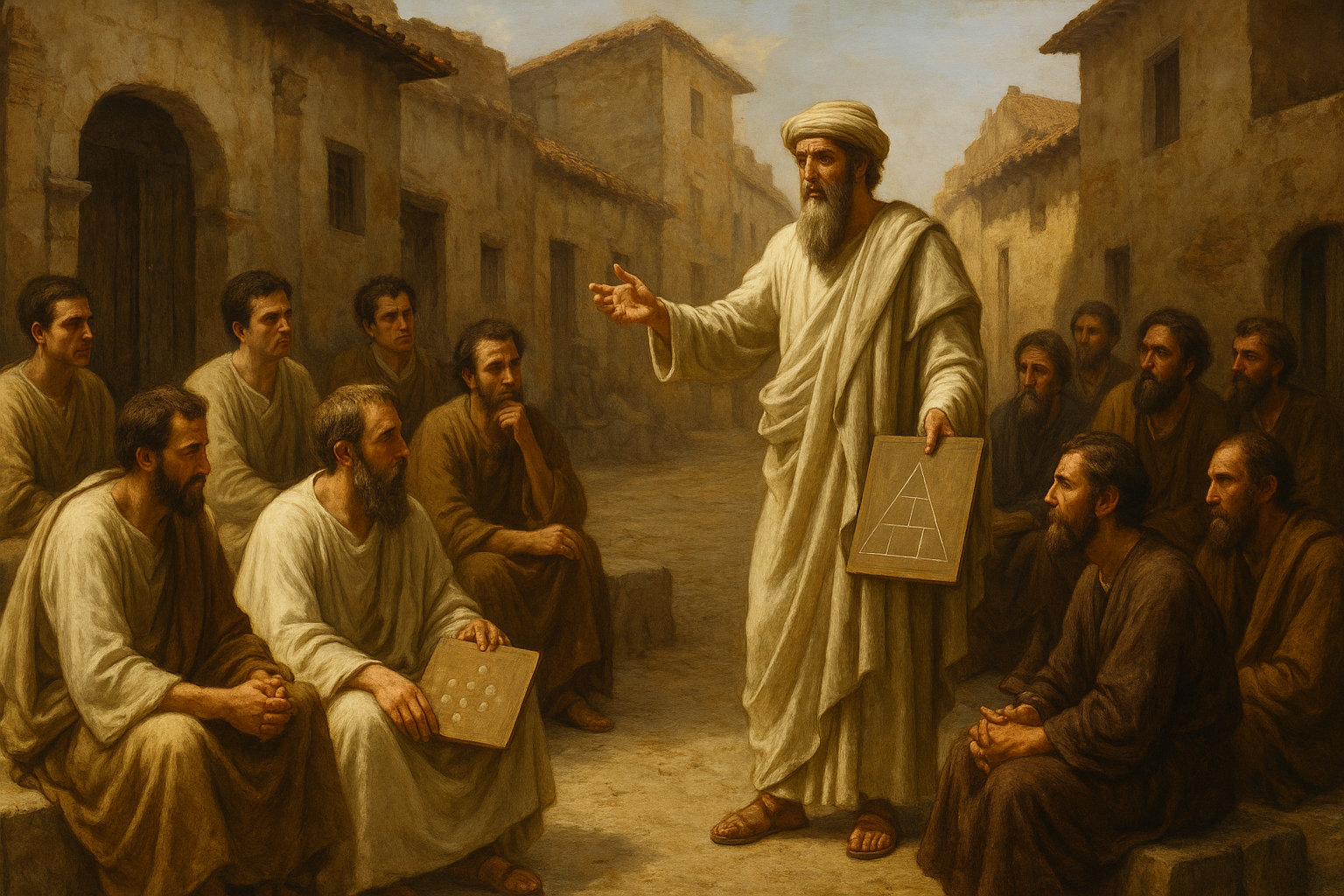 Pythagoras teaching his disciples