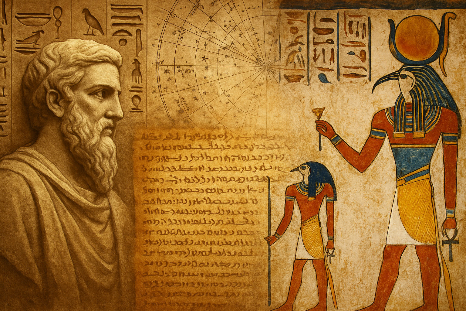 Pythagoras learning from Egyptian priests