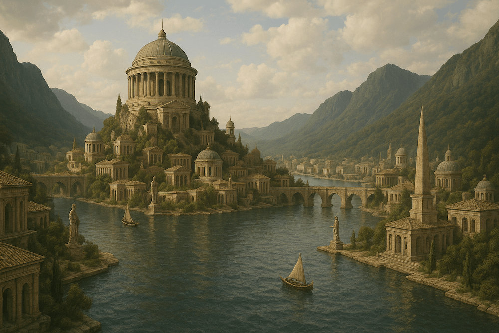 Artistic representation of Atlantis as described by Plato