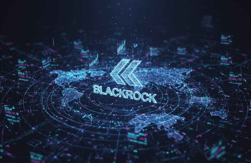BlackRock digital network visualization with cybernetic design