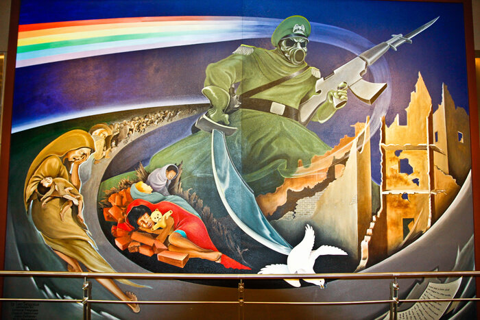 Leo Tanguma's controversial mural showing war and destruction at Denver International Airport