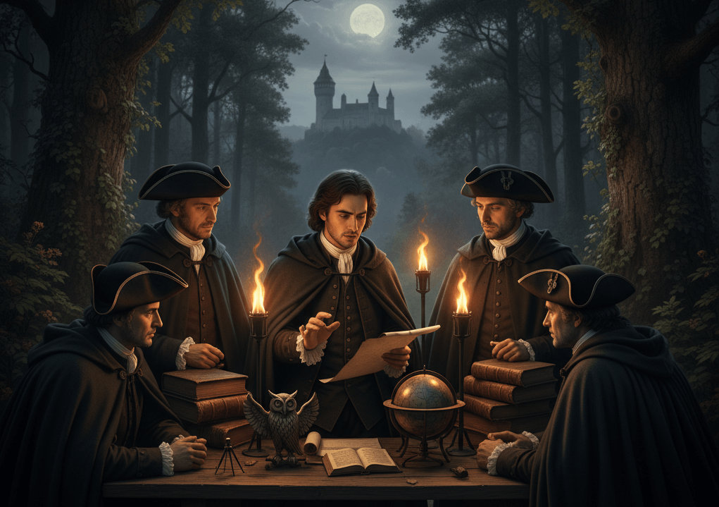 Historical Illuminati founding in 1776 Bavaria with Adam Weishaupt and original members