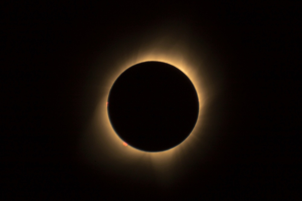 Total solar eclipse showing the Moon perfectly covering the Sun
