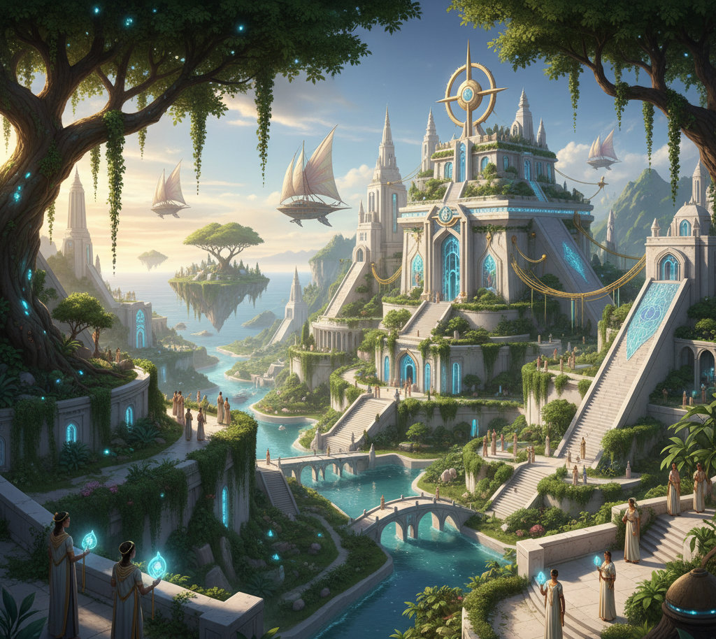 Artistic depiction of the lost continent of Mu in its glory