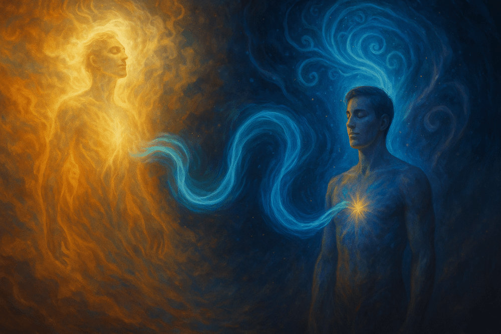 Spiritual energy connection between souls across time