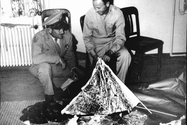 Jesse Marcel with debris