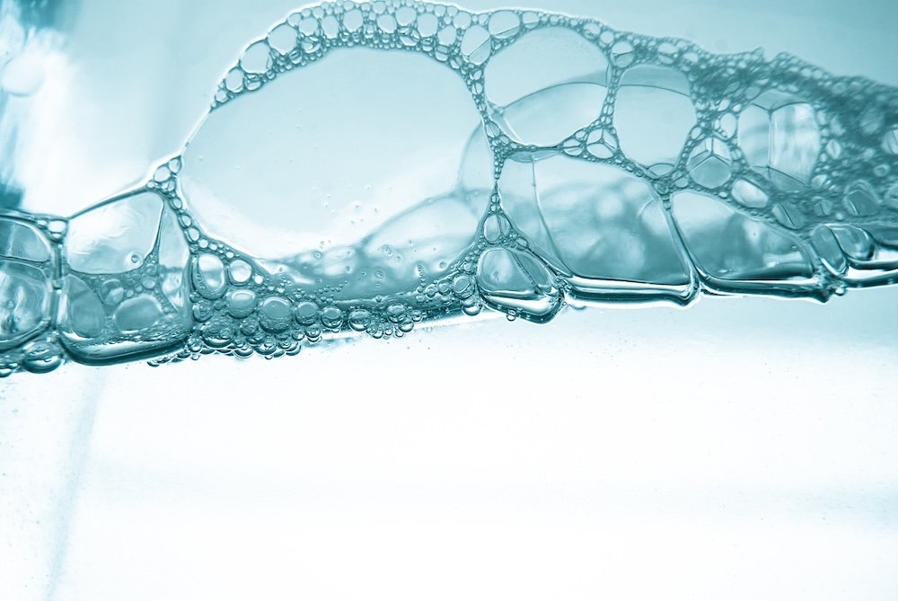 Water molecular structure with bubbles